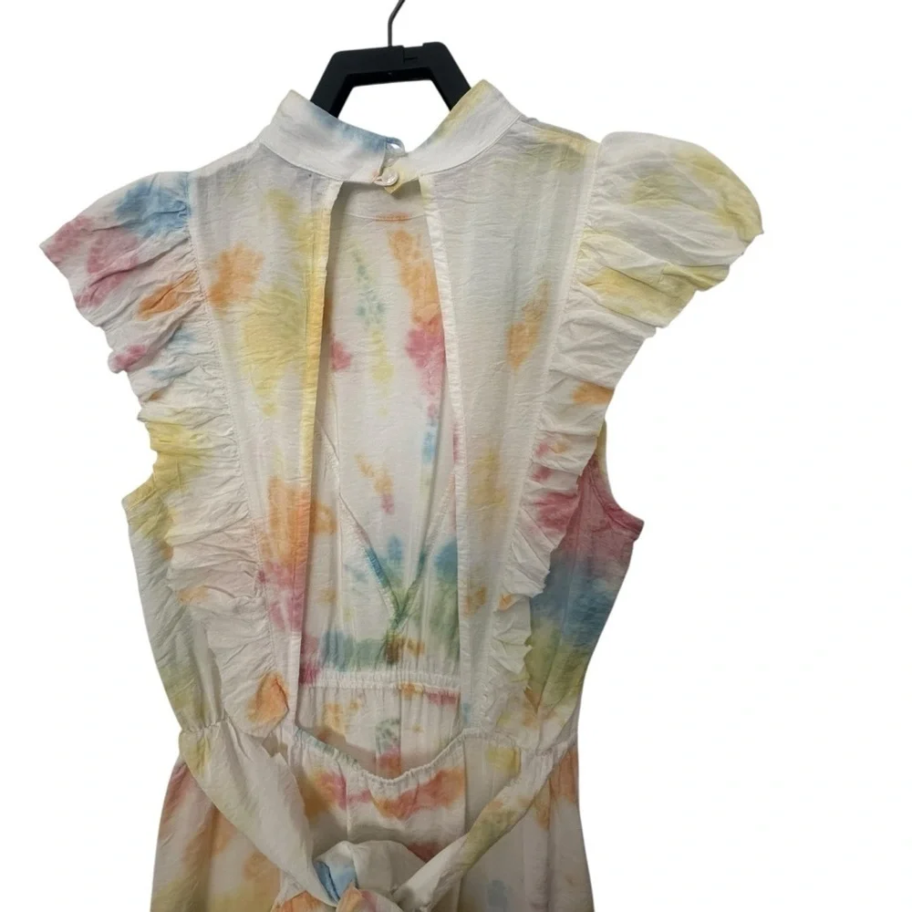 Young Fabulous & Broke Cruz Open Back Ruffle Maxi Dress Papaya Summer of Love S - Picture 4 of 8